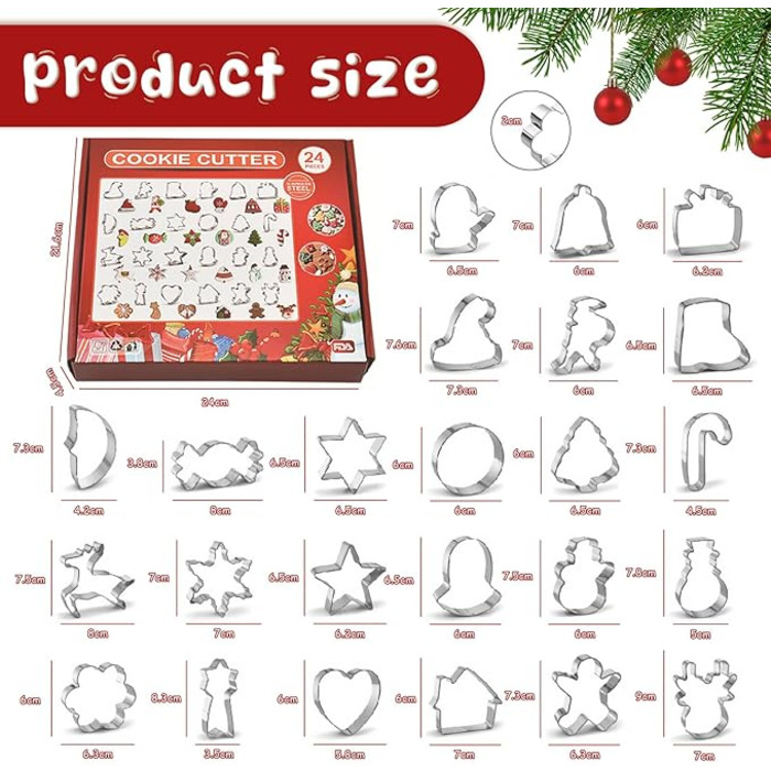 Різдвяні формочки для печива, нержавіюча сталь 24 шт ROELLY