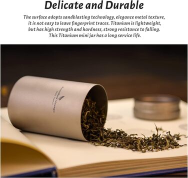 Безмежна подорож Титанова чайна каністра Caddy Надлегкий і невеликий круглий кухонний контейнер для зберігання розсипного чаю, кави, спецій, бобів, цукру (Ti3210d-200 мл)