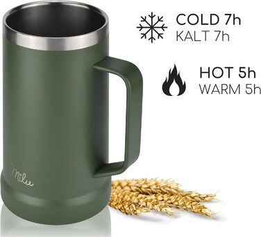 Термокухоль для пива 700 мл оливково-зелений Milu