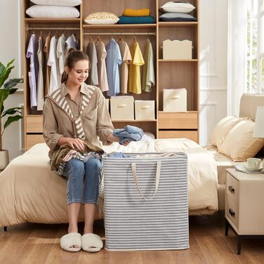 Кошик для білизни Lifewit 75 л, складний великий кошик для білизни з подовженими ручками для одягу, сірий, 2 упаковки сірий 75 л