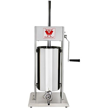 Промислова машина для наповнення ковбас Beeketal &39BTH07&39 з нержавіючої сталі (об&39єм 7 л/горизонтальна конструкція), професійна машина для наповнення ковбас з 2-швидкісним повністю металевим механізмом і рукояткою, включаючи 5 насадок для напов