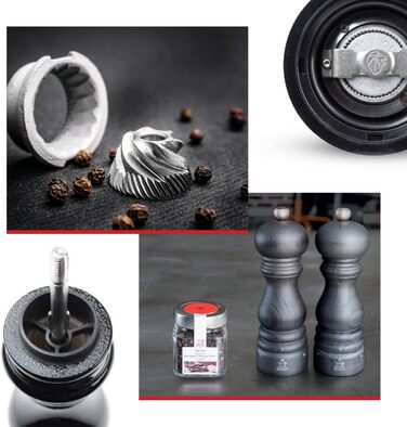 Ручне регулювання помелу u'Select, висота 12 см, дерево, коричневий, 23447 (соляний млин, чорний лакований)