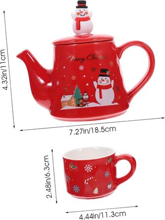 Керамический набор чайников с рождественским мотивом 550 мл снеговика. WEKADRIN