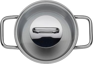 Набір посуду Silit Extra Cook каструлі 12/14 см зі скляною кришкою, внутрішньою мірною шкалою, широким обідком для зручного зливання, з нержавіючої сталі Crominox, для невеликих порцій, компактно складаються, запобігають розтіканню (каструля для смаження,