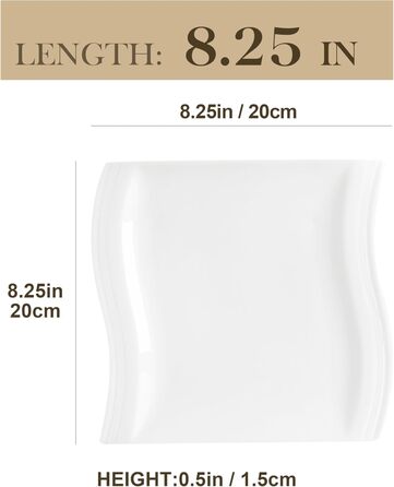 Серія FLORA, набір з 6 порцелянових креманки для каш, миски для рису 450 мл, закусочної миски, десертної миски для салату, супів, рамен, фруктів і т.д. 13,5x13,5x5,4 см (біла, десертна тарілка 6 шт.)