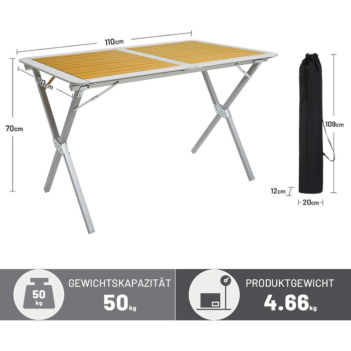 Стіл для кемпінгу 110 х 70 см TIMBER RIDGE