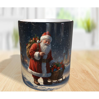 Подарункова кружка 330 мл з принтом Санта Клаус на снігу Generic