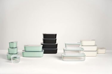 Набір банок для зберігання продуктів 3 шт. и EasyClip Миска з кришкою та закриттям Підходить для мікрохвильової печі, пароварки, холодильника та морозильної камери 2 x 450 мл 1000 мл (Nordic Black)