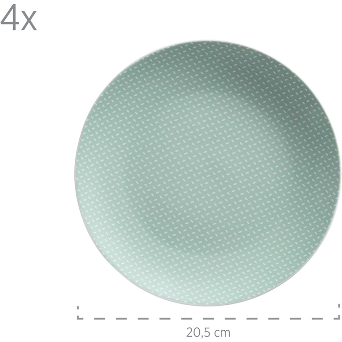 Набор посуды MSER 931566 Kitchen Time II на 4 персоны, 16 предметов Комбинированный сервиз с тонким рисунком, фарфор (зеленый)