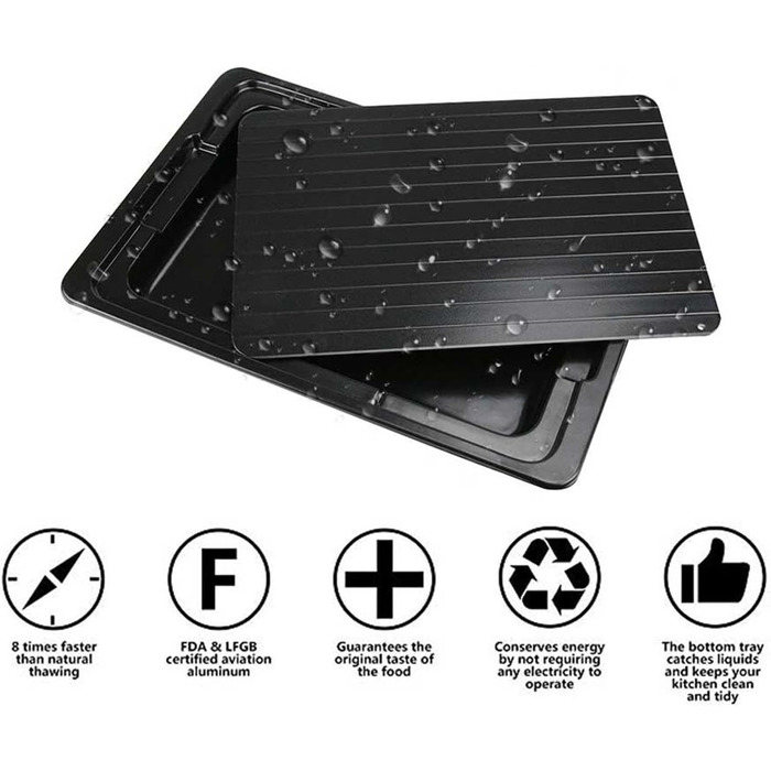 Доска для размораживания мяса 29,5x20,5 см с поддоном, черный Janurium
