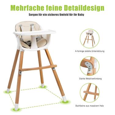 Дитячий стільчик для годування 2-в-1 від 6 місяців COSTWAY