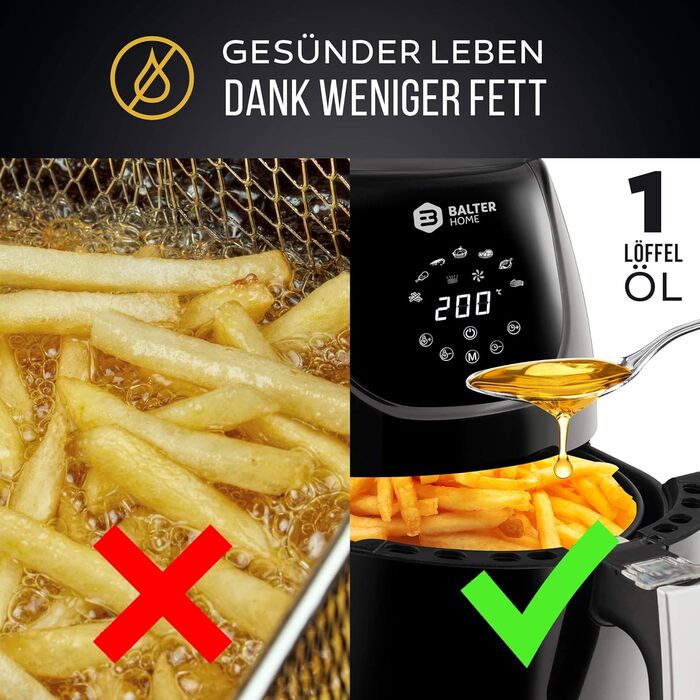 Фритюрниця 7 програм 3,6 л 1500 Вт, чорний Balter
