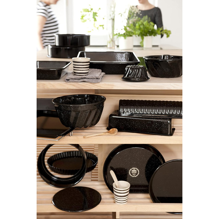 Професійна форма для випічки пекаря, форма для королівського торта, ємність 1,7 літра, висота 7,8 см, ширина 10 см, довжина 30 см, емаль, чорна, форма для випікання хліба, індукція, емальована форма для випічки, форма для випічки хліба, 0638-022