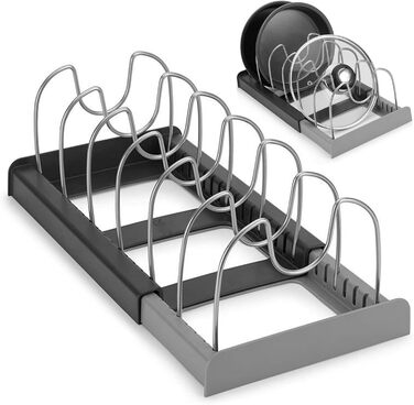 Підставка для посуду розсувна, 6 відділень, чорно-сірий SWRCEYJH