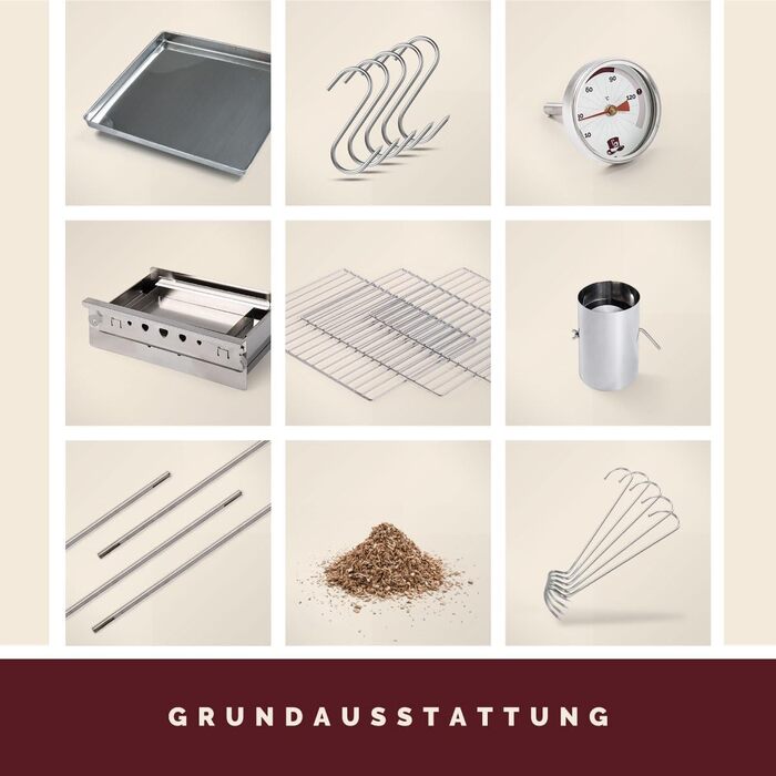 Високоякісна коптильня на дровах з нержавіючої сталі 86 см KAISER