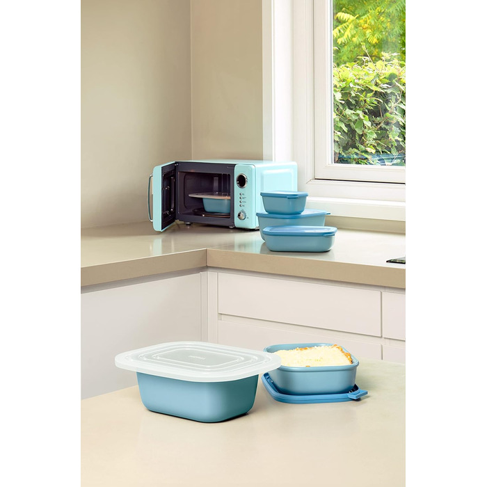 Прямокутний набір Cirqula Multi Bowl з 3 предметів - Банки для зберігання з кришкою - Підходить як ящик для зберігання, холодильник, морозильна камера та посуд для мікрохвильової печі - 750, 1500 і 3000 мл - (Vivid Mauve, набір 3 шт. и (500, 1000, 2000 мл