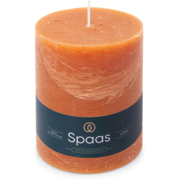 Свічка Spaas Rustic Pillar, 100/130 мм, 95 год, чорна (помаранчева)