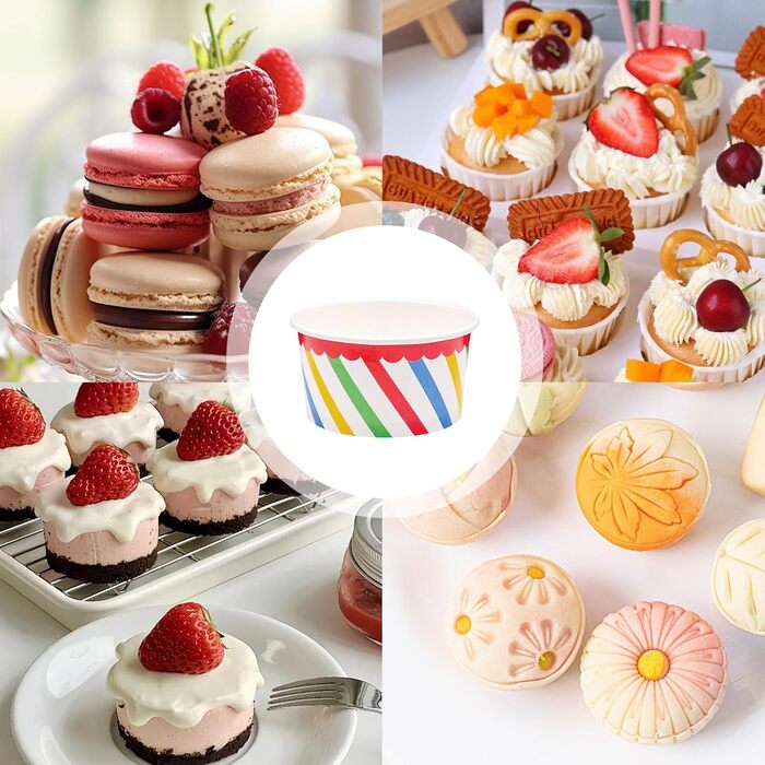 Набір паперові стаканчики для морозива з ложками 50 шт. 125 мл Bakiauli