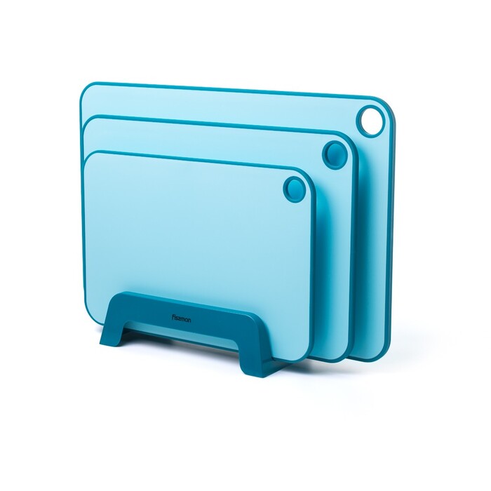 Набір з 3-х обробних дощок Fissman 41х28, 36х24, 31х20, колір СИНІЙ пластик, ТПР (8055)