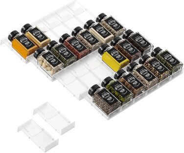 Органайзер для спецій пластиковий розсувний, 24 комірки, прозорий Famhap