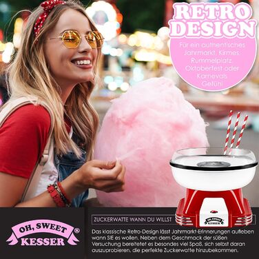 Машинка для сахарной ваты с аксессуарами, 500 Вт, красно-белый KESSER