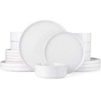 Набір посуду Richmount Nebula для 6 осіб, набір тарілок та мисок із 18 предметів, набір посуду з крапчастої кераміки, можна мити в мікрохвильовій печі та посудомийній машині, сервіз Nebula для 6 осіб (білий, сервіз Nebula для 6 осіб)