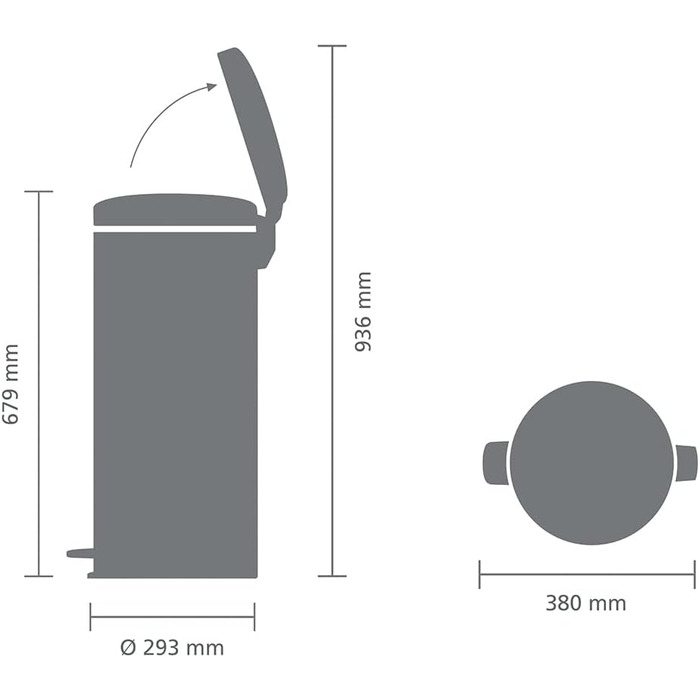 Сміттєвий бак з педаллю 30 л безшумний платиновий NewIcon Brabantia