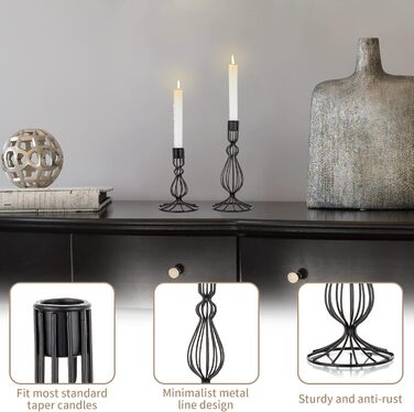 Матовий чорний підсвічник для конічних свічок Sziqiqi