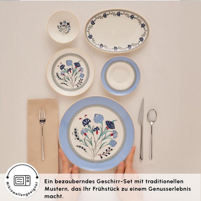 Набір столового посуду для сніданку на 6 персон, 26 предметів, Блакитна гвоздика KARACA