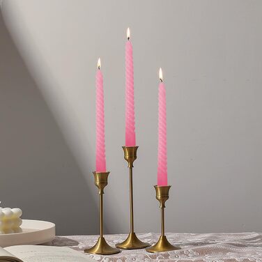 Набір з 4 конічних спіральних свічок 2,2 x 25 см, рожевий Love Topsics