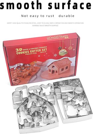 Набір формочок для печива у формі пряникового будиночка, FantasyDay, 10 шт. , формочки для печива з нержавіючої сталі, різдвяні формочки для тематичних тортів, тортів на день народження, помадного печива, сендвічів (4)