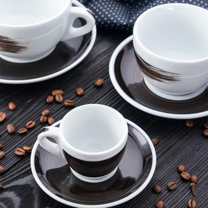 35132 Чашка cappucino large 260 мл Black stroke B 'Verona/Palermo Millecolori Hand Painted Single Br