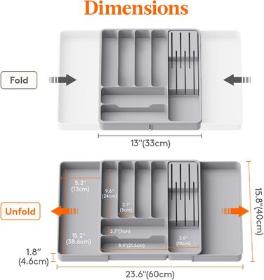 Органайзер для столових приборів 60 х 40 см сірий Lifewit
