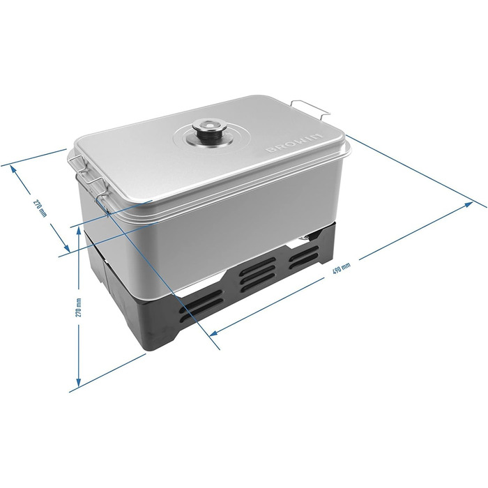 Настільна коптильня з термометром нержавіюча сталь Browin