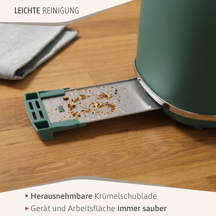 Электрочайник 1,7 л и тостер на 2 слота, набор 2 предмета, зеленый Nordic Briebe