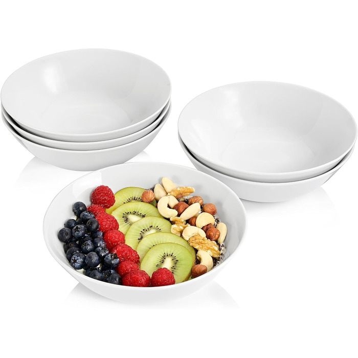 Набір салатників Snger Sunfort Набір мисок із 6 предметів на 4 особи з керамограніту, салатники Об'єм 1,1 л, розширюється, повсякденна, особлива вечеря, сімейна вечеря, набір мисок на відкритому повітрі (великий 550 мл)