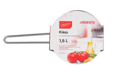 ARDESTO Gemini Bari Ведро, стеклянная крышка, 1,6 л, нержавеющая сталь