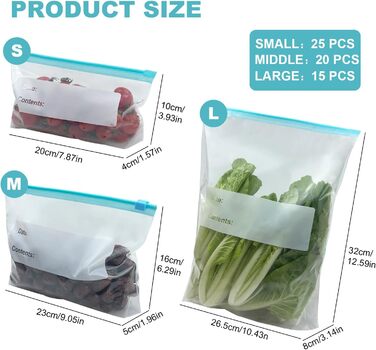 Вакуумні пакети 60 пакетів 10 х 20/ 16 х 23/ 32 х 26,5 см Generic