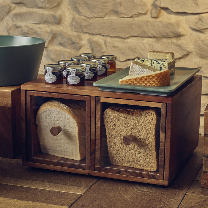 Хлебница деревянная двойная 34.5*32.5*h 19 см, Acacia Wood, Genware