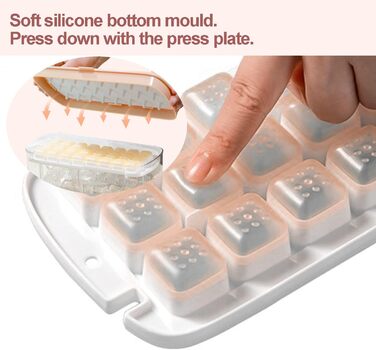 Форма для кубиків льоду, безпечна для харчових продуктів форма для кубиків льоду з кришкою та контейнером, видає всі кубики льоду за одну секунду, 64 кубики льоду (Синя форма для кубиків льоду) (Рожева)