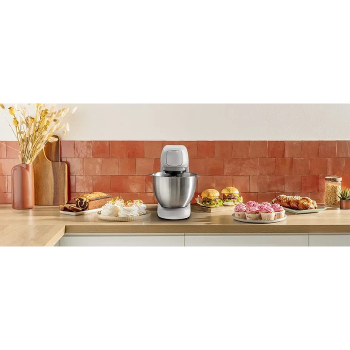 Tefal Кухонна машина Bake Partner 1100Вт, чаша-метал, корпус-пластик, насадок-8, білий