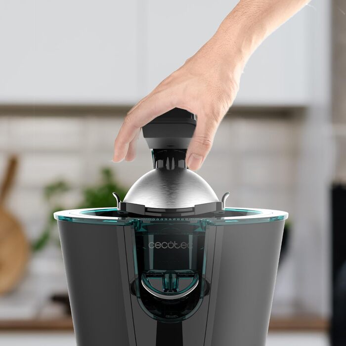 Соковижималка для цитрусових Cecotec Electric Arm 600 Steel. 600 Вт, ситечко з нержавіючої сталі, 2 знімні конуси, важіль, протикрапельна система, можна мити в посудомийній машині (чорний, EssentialVita Hyden)