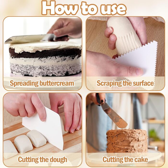 Лопатка для торта с 4 пластиковыми скребками kaiyaya
