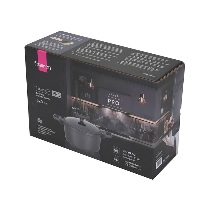 Кастрюля со стеклянной крышкой 20 см 2,7л TITANIUM PRO Fissman
