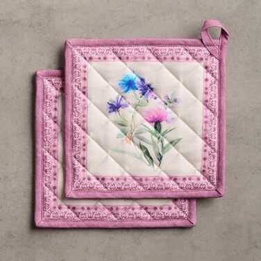 Рукавички для духовки Maison d&39 Hermine, підставки для каструль, 100 бавовна, термостійкі кухонні рукавички, рукавички для духовки (19 см x 33 см) та підставки для каструль (20 см x 20 см) для приготування їжі, Морзін - рукавички для духовки (19 x 33 см