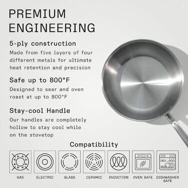 Сковорода глибока 3 л, нержавіюча сталь Made In