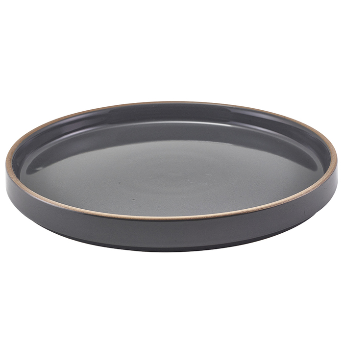 Тарілка презентаційна 25*2.5 см із низьким вертикальним бортом, Kava Dark Grey Stoneware, GenWare