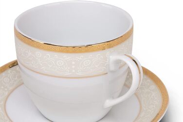 Набір кухлів konsimo 18 предметів - Набір чашок для капучино - Порцеляна - Можна мити в посудомийній машині - 6 персон (Agawa Gold, 2ука)