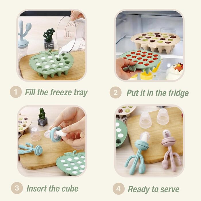 Набір силіконових ніблерів та контейнер для заморожування дитячого харчування PandaEar