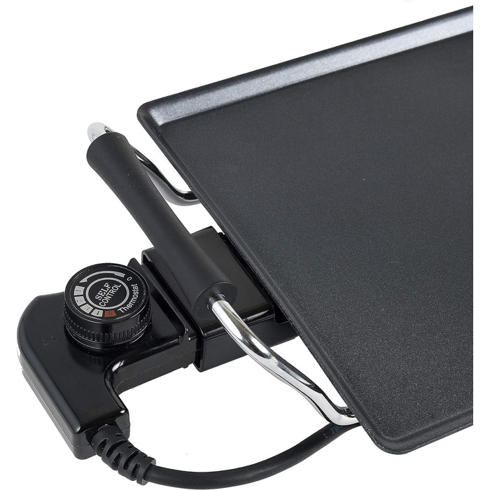 Електрична сковорода Bestron з антипригарним покриттям, задоволення від гриля до 10 осіб, дуже довга поверхня для гриля, 2 000 Вт, колір Чорний (L)